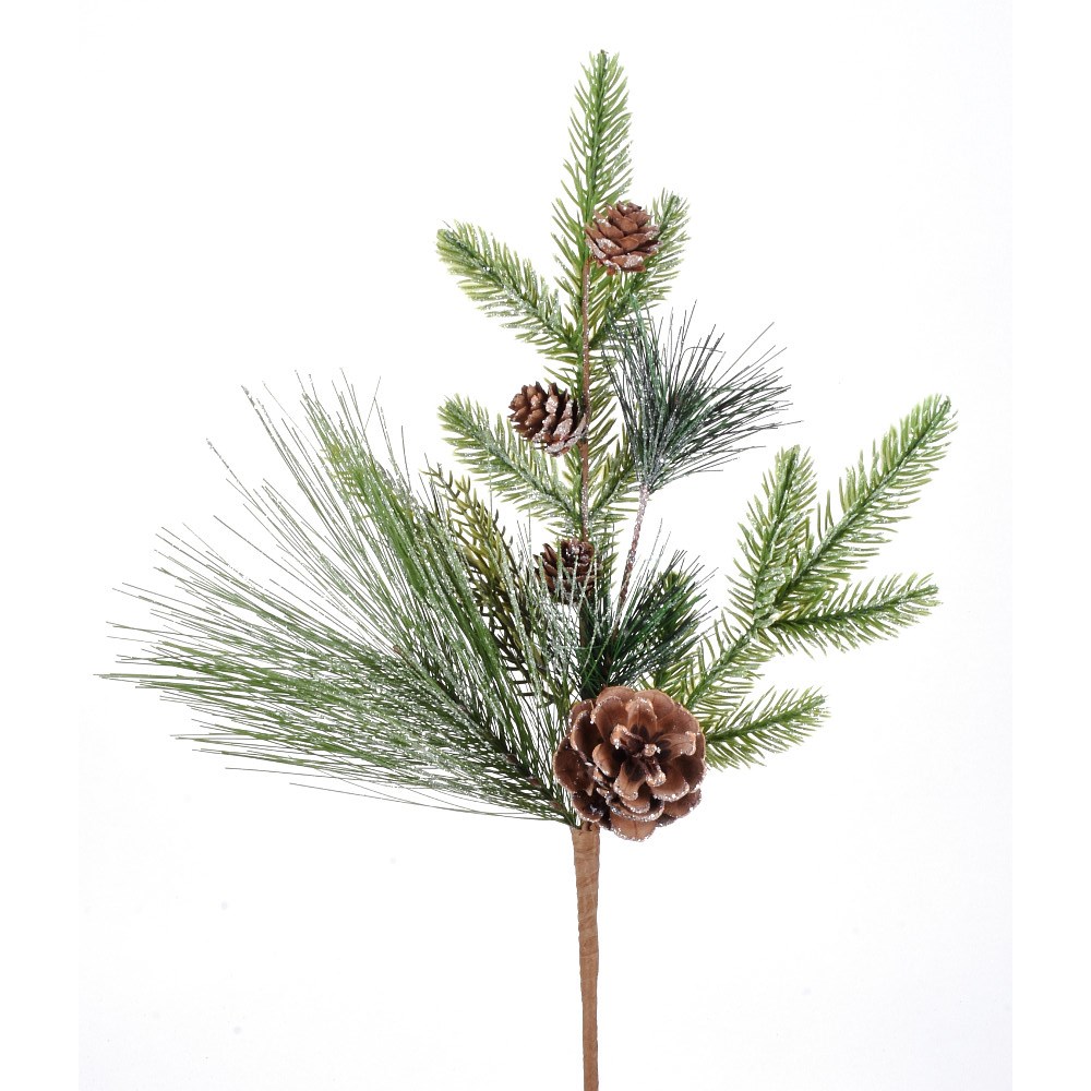 Iced Woodland Mix Pine Spray 16″ long | Santa's Wholesale Supplies