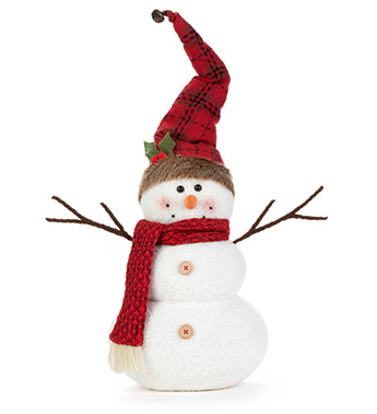 Snowman w/ Scarf and Holly Hat - Santa's Wholesale Supplies