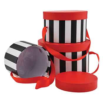 Black & White Striped Hat Box 3 per set 50% OFF!