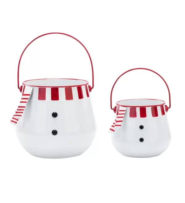 Snowman Scarf Planter, Set of 2