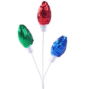 11"L Styro/Sequin Light Bulb Pick x 3