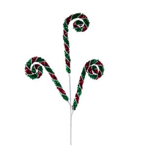 31"L Sequin/Foam Coil Spray - Red/Emerald